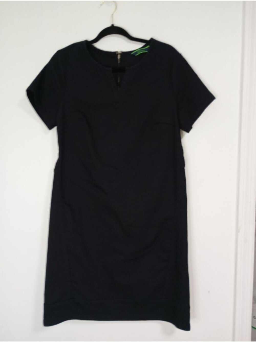 C Wonder Black Short-Sleeve Shift Dress US 8 UK 12 Cotton Blend Minimalist Style